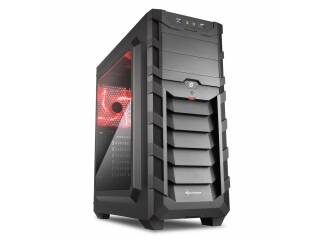 GABINETE GAMER SHARKOON SKILLER SGC1 WINDOW + 2 FANES 120MM LED ROJO
