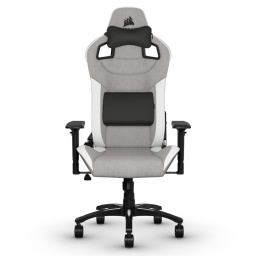 Silla Gamer CORSAIR T3 Rush 2023 Gris y Blanco Hasta 120kg Regulable Ergonomica Reclinable 160 Grados Almohadones