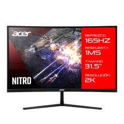 Monitor Gamer ACER 31.5 Nitro Ei322qur Curvo 2K 2560 x 1440 Panel Va 165Hz 1ms Hdmi Dp AMD FreeSync Vesa 75x75 Parlantes