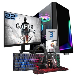 Pc Gamer AMD Athlon 3000G RAM 16Gb Ssd 512Gb Video Vega 3 Monitor Gamer 22" 100hz Wifi Bt Teclado Mouse Auriculares W10