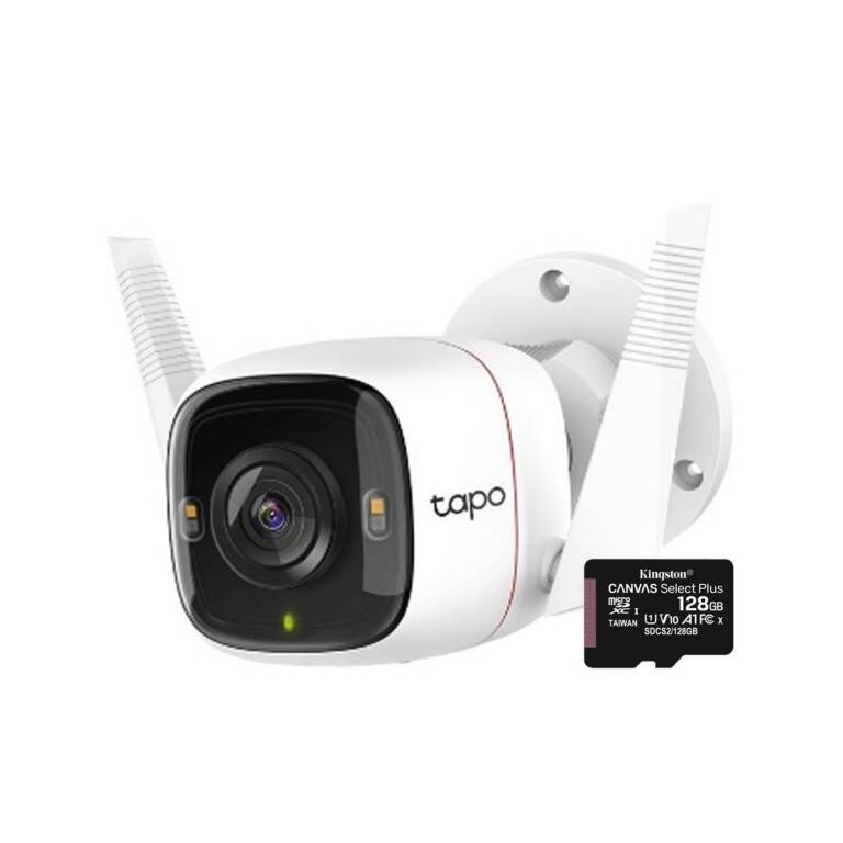 Camara Seguridad TPLINK TAPO C320ws Wifi 2K 2560x1440 4mp Exterior Nocturna Incluye Memoria MicroSD 128Gb C10