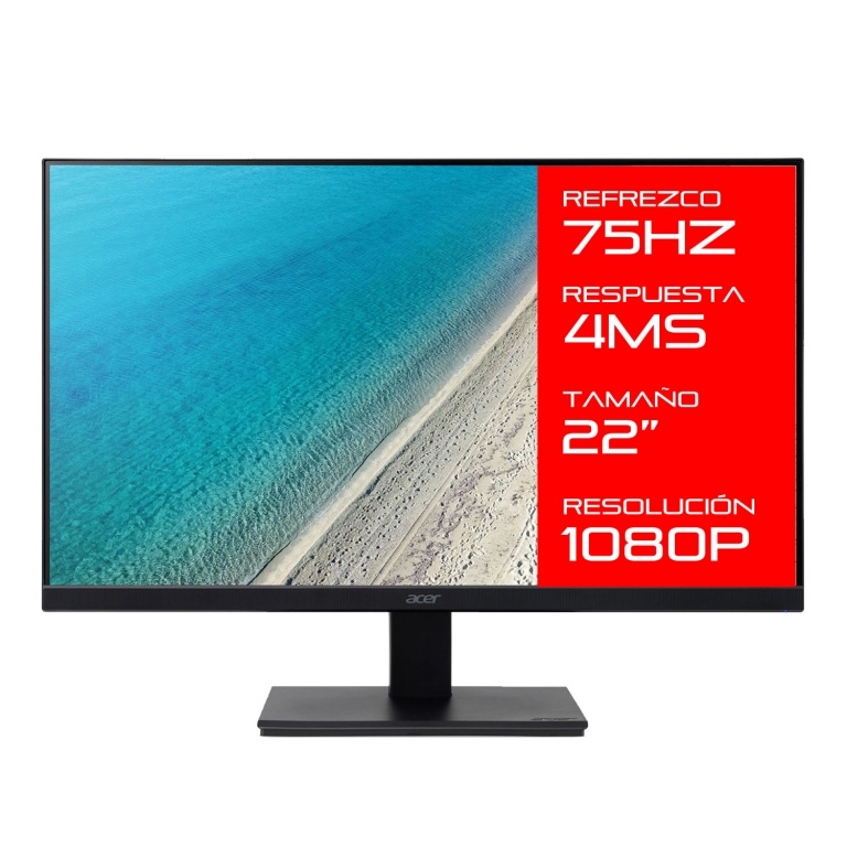 Monitor Acer 22 V227q Bbi Fhd 1080p Panel Ips Lcd Conexiones Vga y Hdmi Compatible Con Vesa 100 x 100