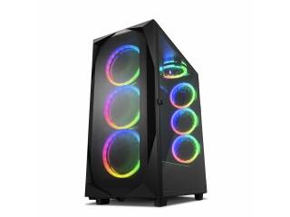 Gabinete Gamer Sharkoon Rev300 Rgb 7 Fanes 140mm Lateral Derecho y Frente Con Vidrio Templado Apertura Parte Superior