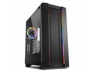 Gabinete Gamer Sharkoon Elite Shark Ca200m Argb 1 Fan 120mm Hub 8 Port Lateral y Frente Vidrio Templado Con Bisagras