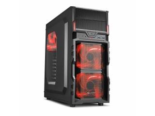 GABINETE GAMER SHARKOON VG5W ACRILICO 3 FANES 120MM ROJO