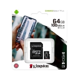 Memoria MicroSD Kingston 64Gb Canvas Plus 100mbs C10