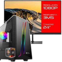 PC Gamer AMD Ryzen 5 4500 Gtx 1650 4Gb Ram 16Gb Ddr4 Nvme 1Tb Windows 10 Juegos Con Monitor Led 24 75hz