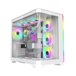 Gabinete Gamer SHOT GAMING SUP-420W PRO RGB Con Lateral De Vidrio Templado Blanco