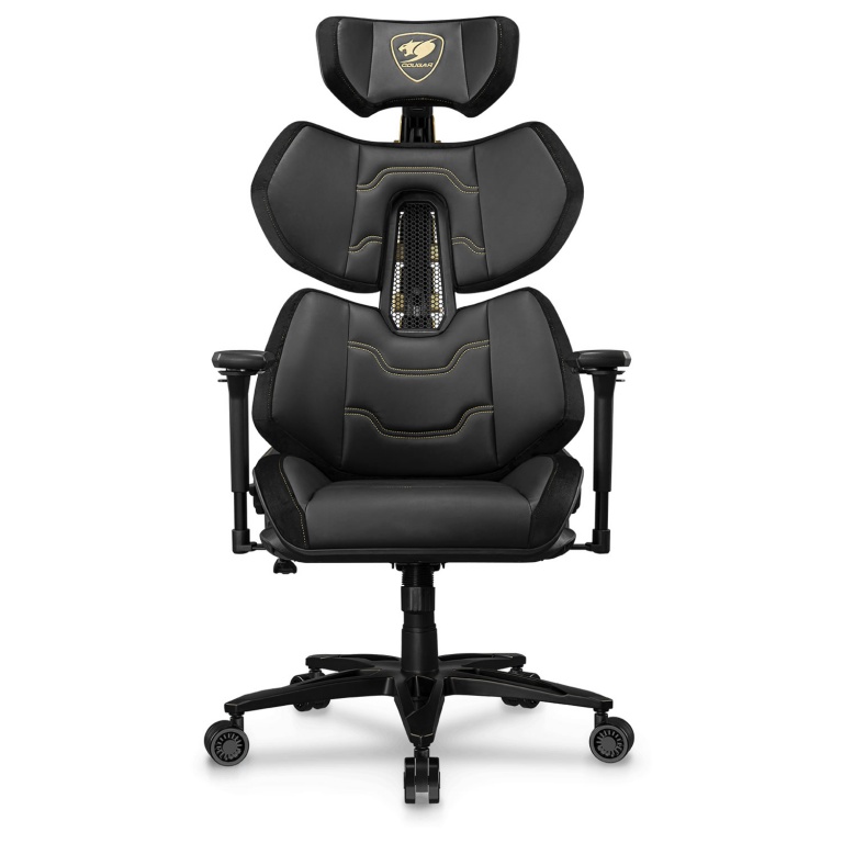 Silla Gamer COUGAR Terminator Elite Soporta Hasta 135Kg Regulable Reclinable 150 Grados Almohadones Gold