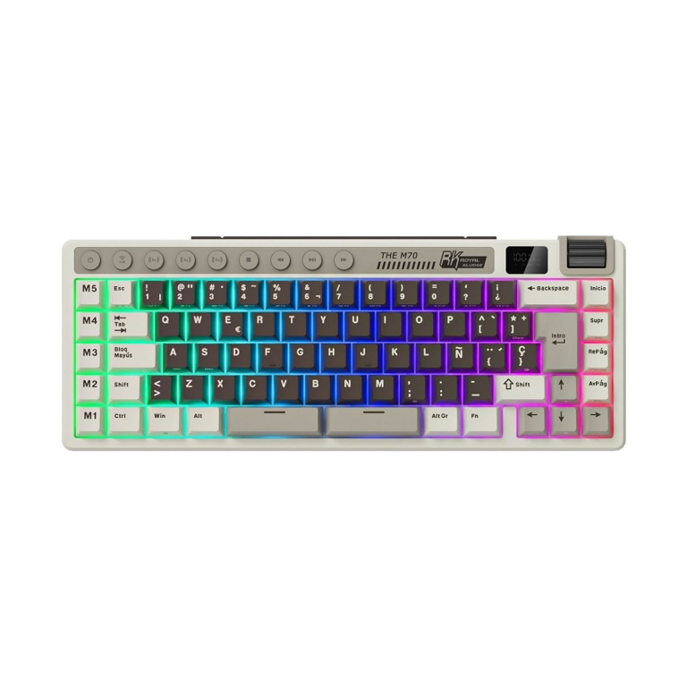 Teclado RK ROYAL KLUDGE M70 Mocha Grey Cream Switch Rgb Usb-C