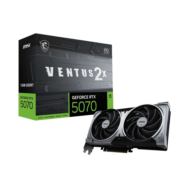 Tarjeta De Video MSI RTX 5070 12Gb Gddr7 Ventus OC 2 Fanes Hdmi Dp Nvidia GeForce Pci-e 5.0 192bits