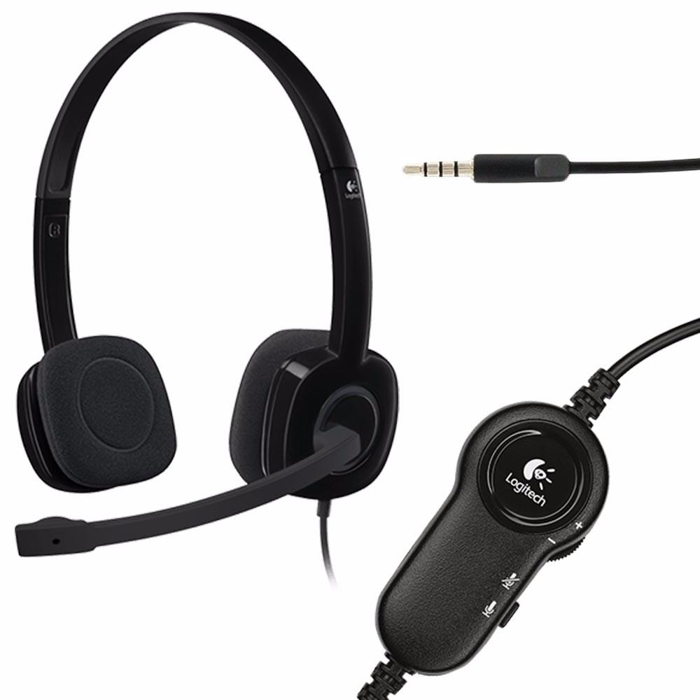 Negro Sonido Estéreo con Micrófono Giratorio Logitech H151 Auriculares con Cable Jack 3,5mm PC/Mac/Portátil/Tablet/Smartphone Controles Integrados 