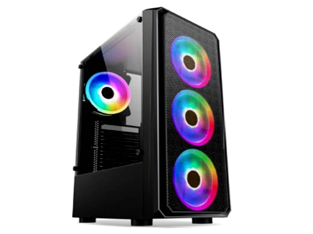 Imagen de Gabinete Gamer NSX 902M + 4 Fanes Rgb 120mm + Fuente 650w 80P Bronce Lateral Vidrio Templado