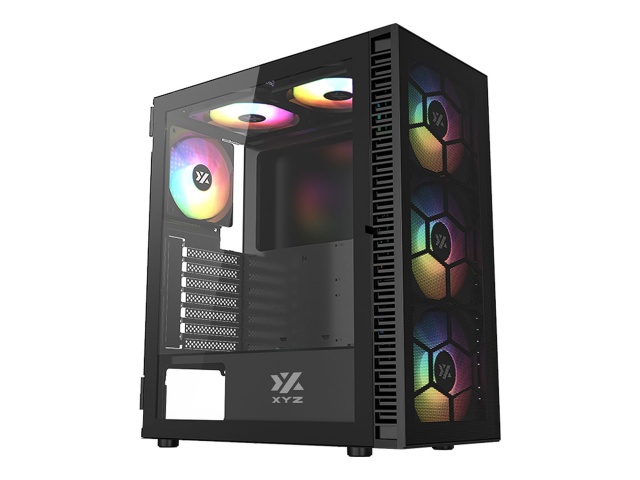 Imagen de Gabinete Gamer XYZ MAVERICK MESH + 6 Fanes 120mm ARGB Usb y Audio Frontal Negro